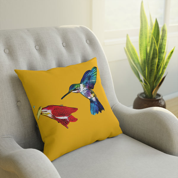 Hummingbird Sweet Yellow Cushion