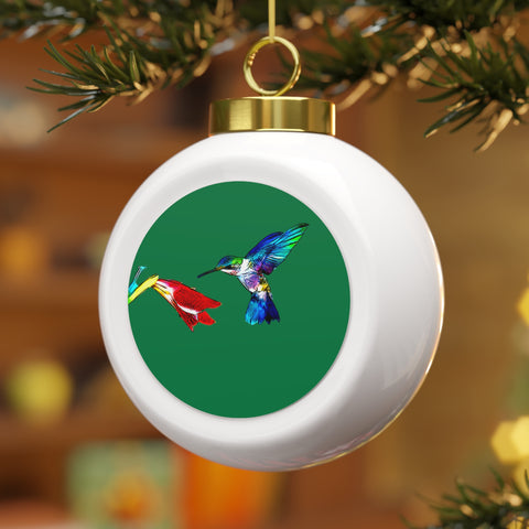 Hummingbird Sweet Green Ball Ornament