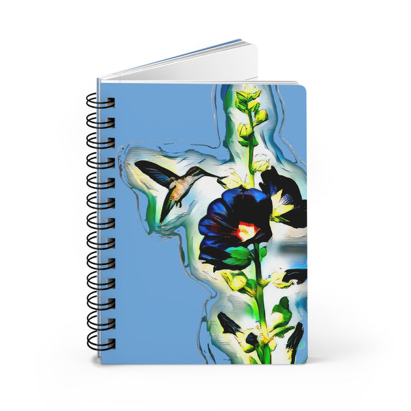 Hummingbird Standing Light Blue Spiral Bound Journal