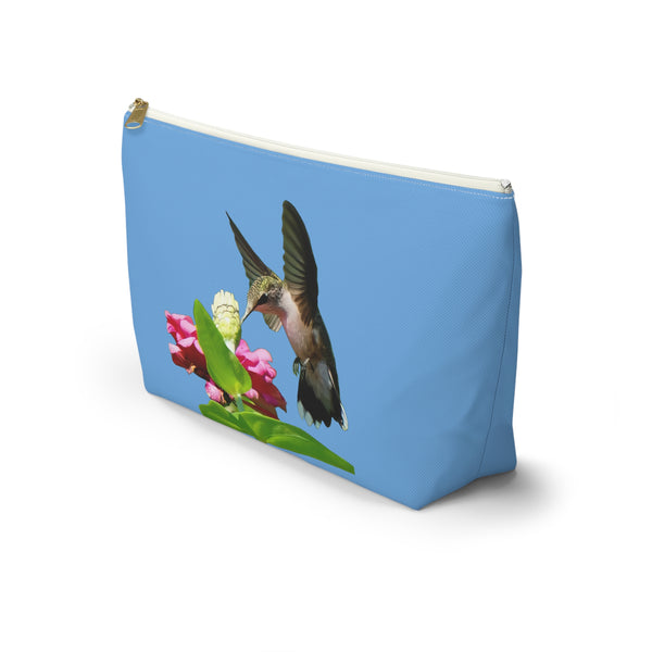 Hummingbird Wings Up Light Blue Accessory Pouch w T-bottom
