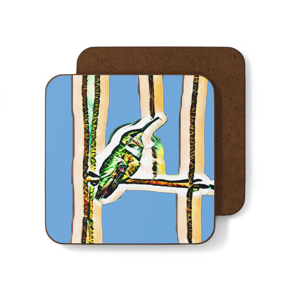 Hummingbird Gaze Light Blue Hardboard Back Coaster
