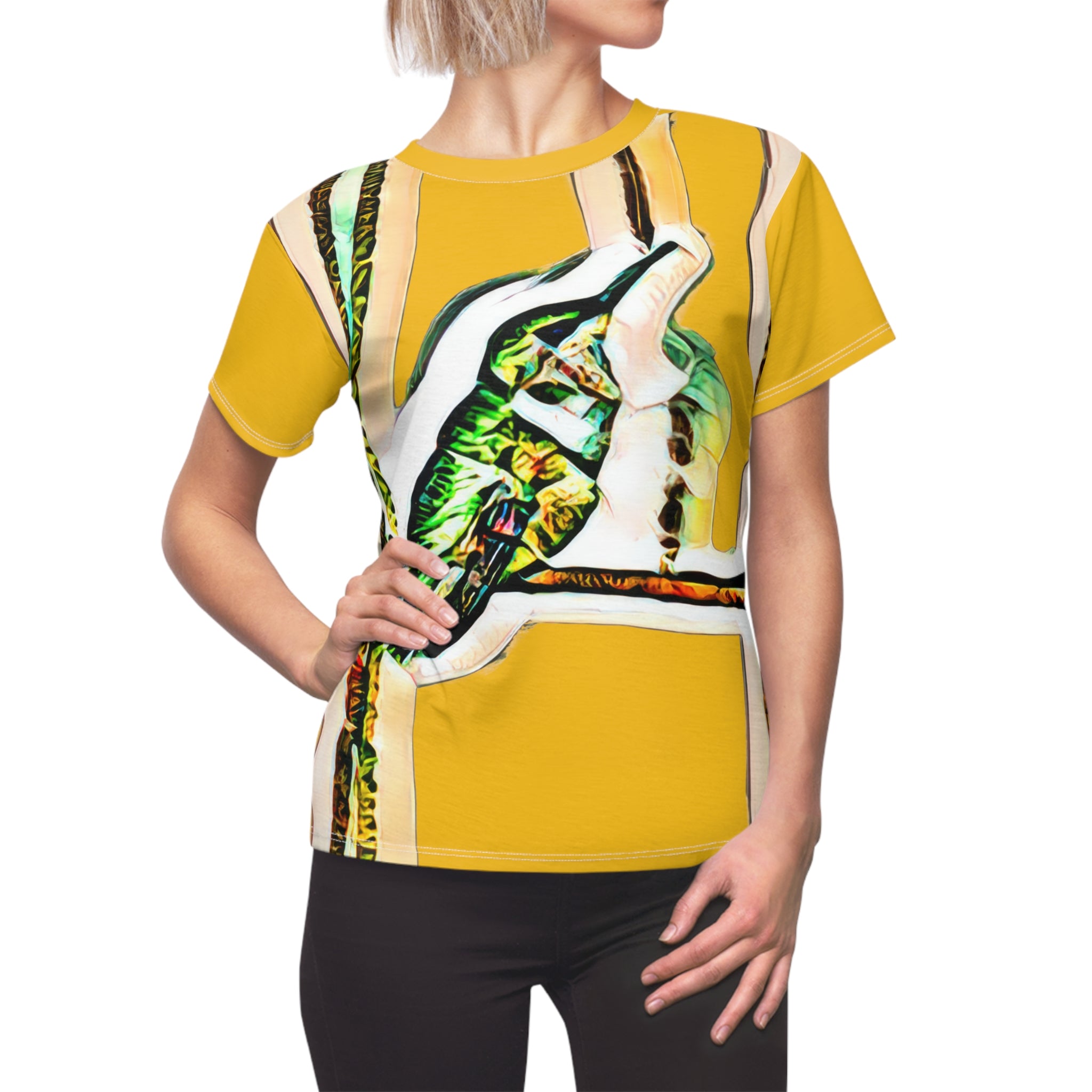 Women's Cut & Sew Hummingbird Gaze Yellow Tee (AOP 1)