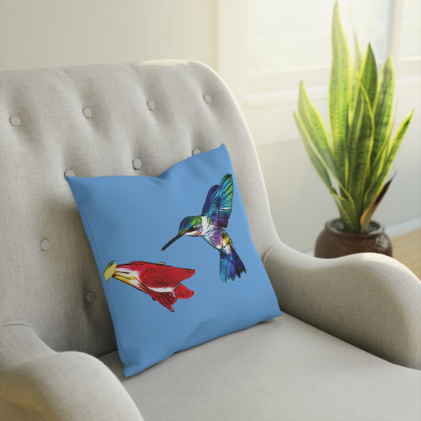 Hummingbird Sweet Light Blue Cushion