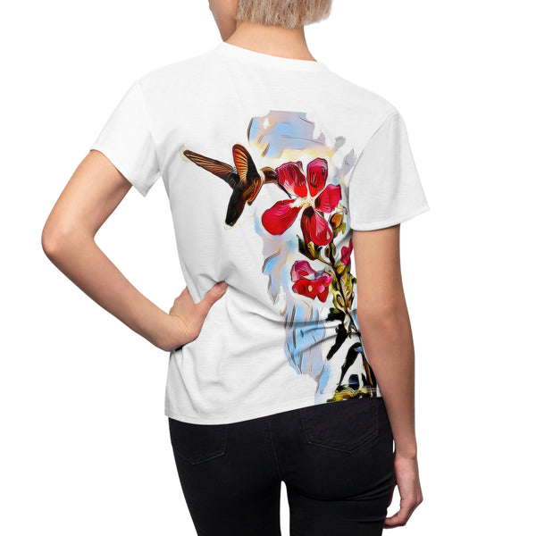 Women's Cut & Sew Hummingbird Red Rosa Tee (AOP 1)