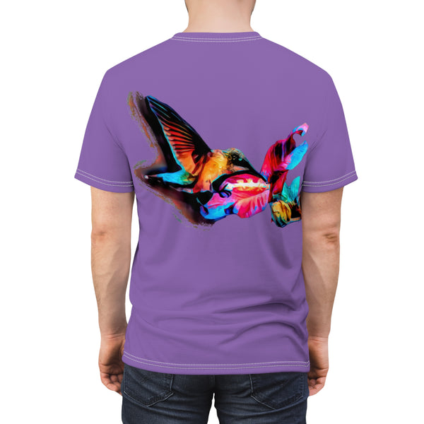 Unisex Cut & Sew Hummingbird Landing Purple Tee (AOP 1)