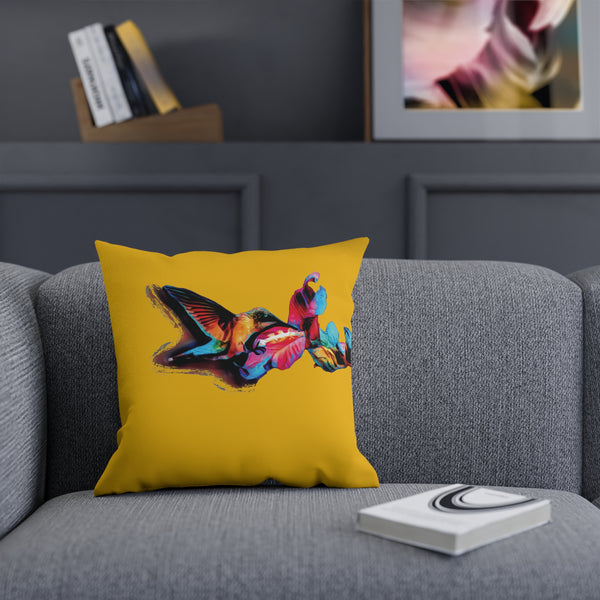 Hummingbird Landing Yellow Cushion