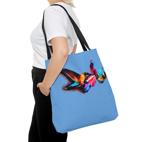 Hummingbird Landing Light Blue Tote Bag (AOP 1)