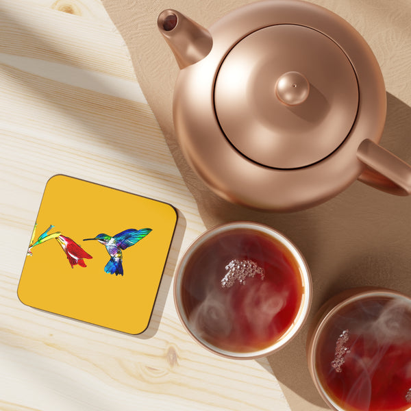 Hummingbird Sweet Yellow Hardboard Back Coaster