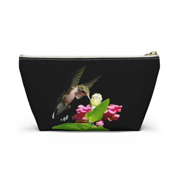 Hummingbird Wings Up Black Accessory Pouch w T-bottom
