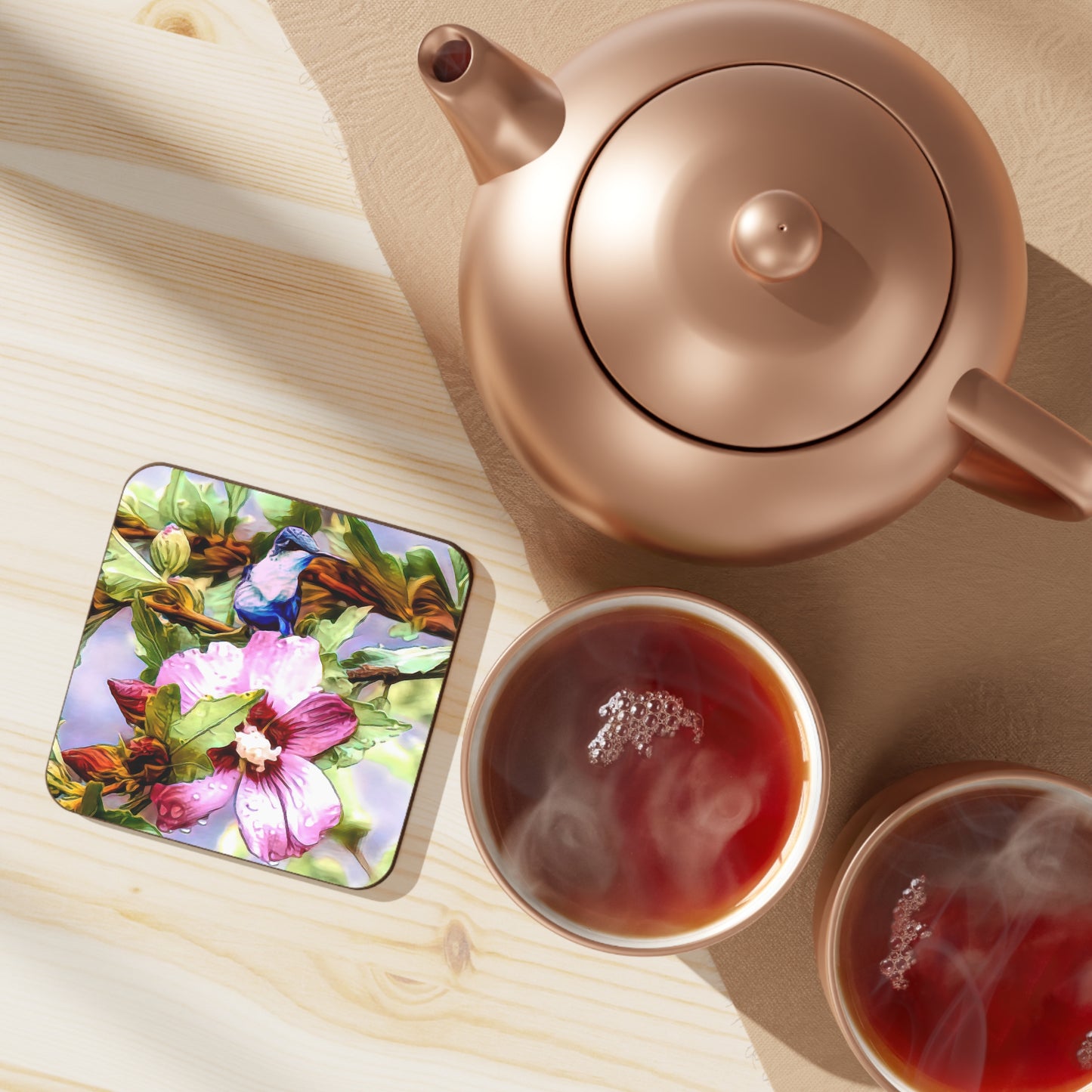 Hummingbird Heaven Drops Hardboard Back Coaster