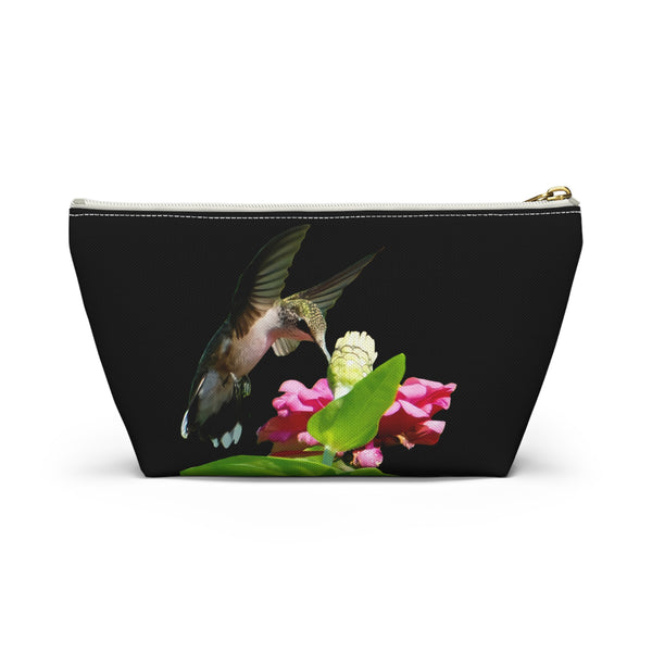 Hummingbird Wings Up Black Accessory Pouch w T-bottom