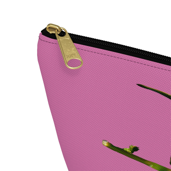 Hummingbird Red Bloom Neat Pink Accessory Pouch w T-bottom