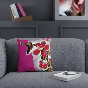 Hummingbird Red Rosa Neat Pink Cushion