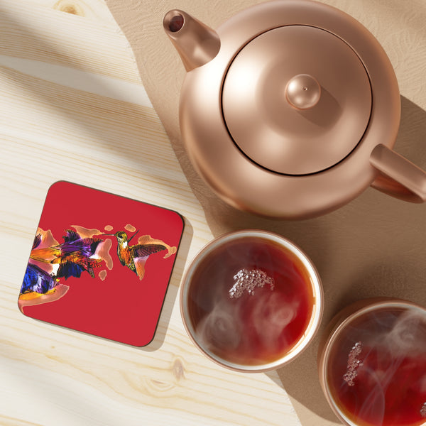 Hummingbird Violet Red Hardboard Back Coaster