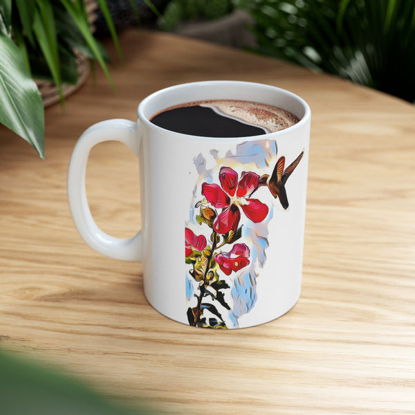 Hummingbird Red Rosa Ceramic Mug 11oz