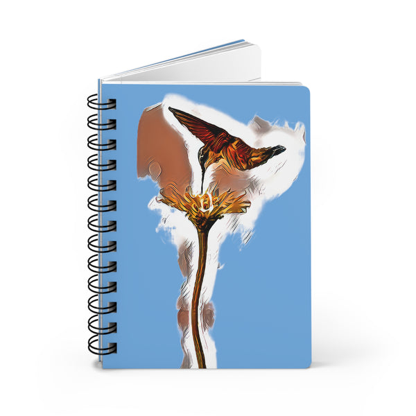 Hummingbird Flame Light Blue Spiral Bound Journal