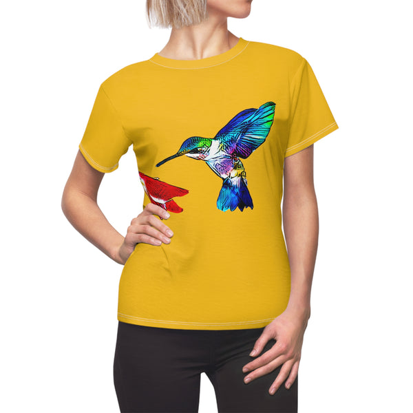 Women's Cut & Sew Hummingbird Sweet Yellow Tee (AOP 1)