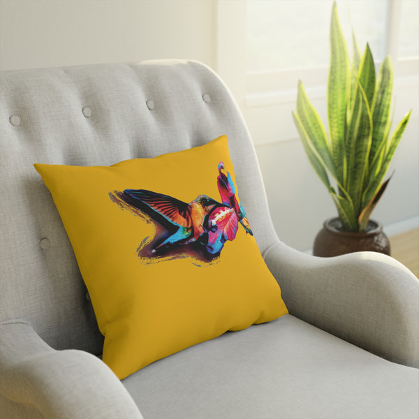 Hummingbird Landing Yellow Cushion