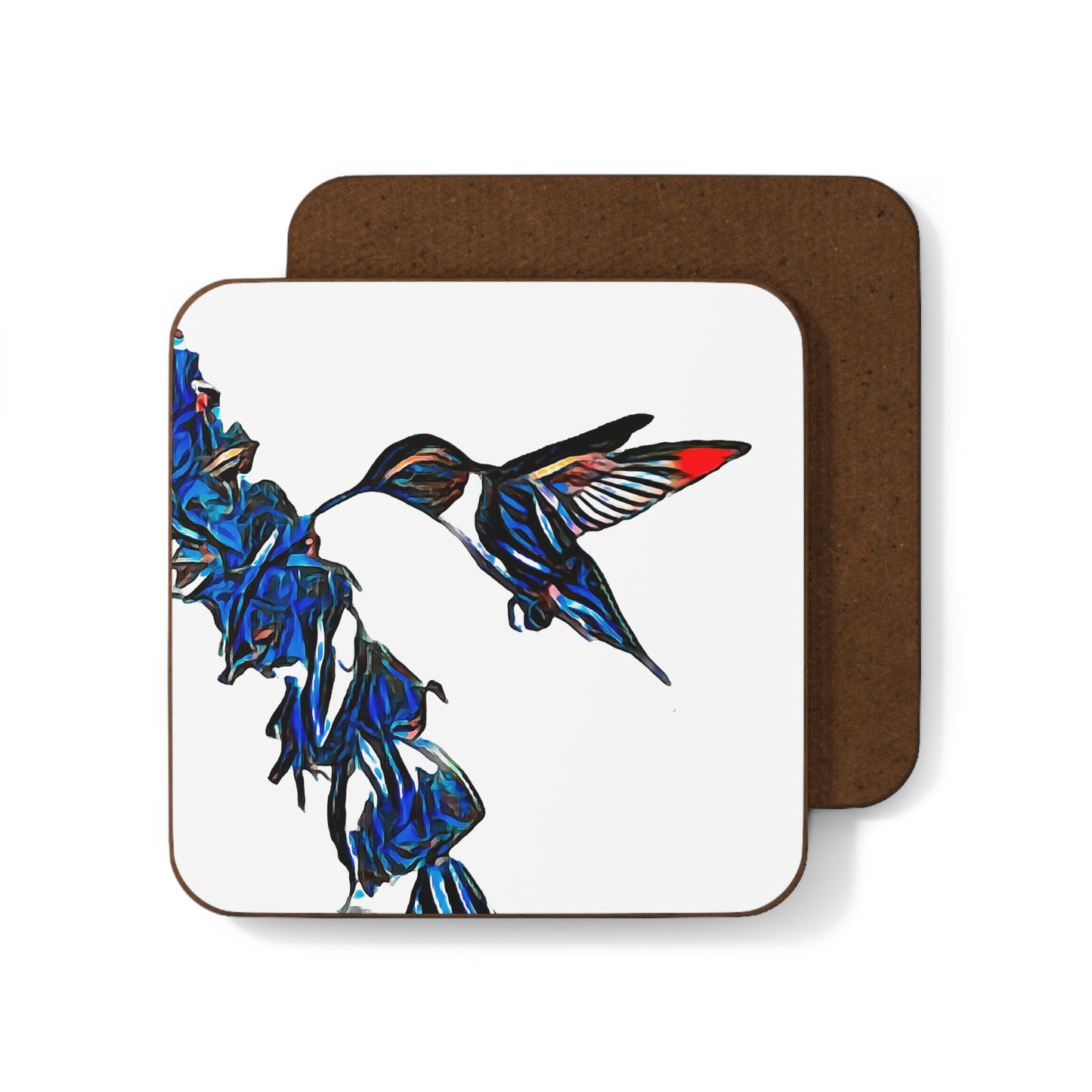 Hummingbird Blue Stick Hardboard Back Coaster