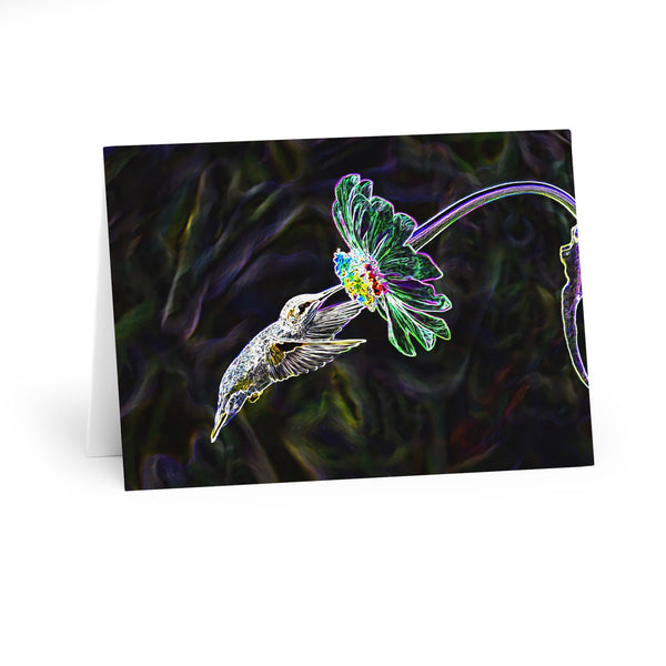 Inflating Flower Hummingbird Night Dreams Notecard (5 Pack)