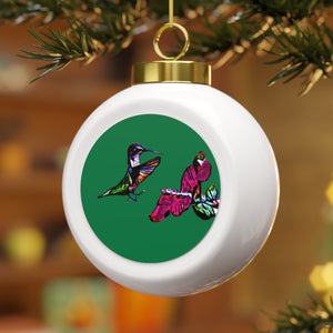 Hummingbird Bounce Green Ball Ornament