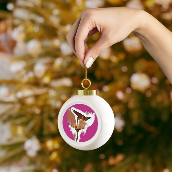 Hummingbird Flame Neat Pink Ball Ornament