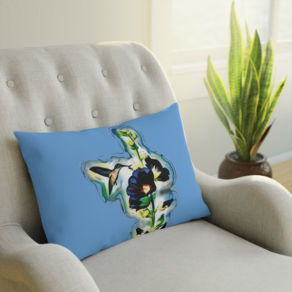 Hummingbird Standing Light Blue Cushion