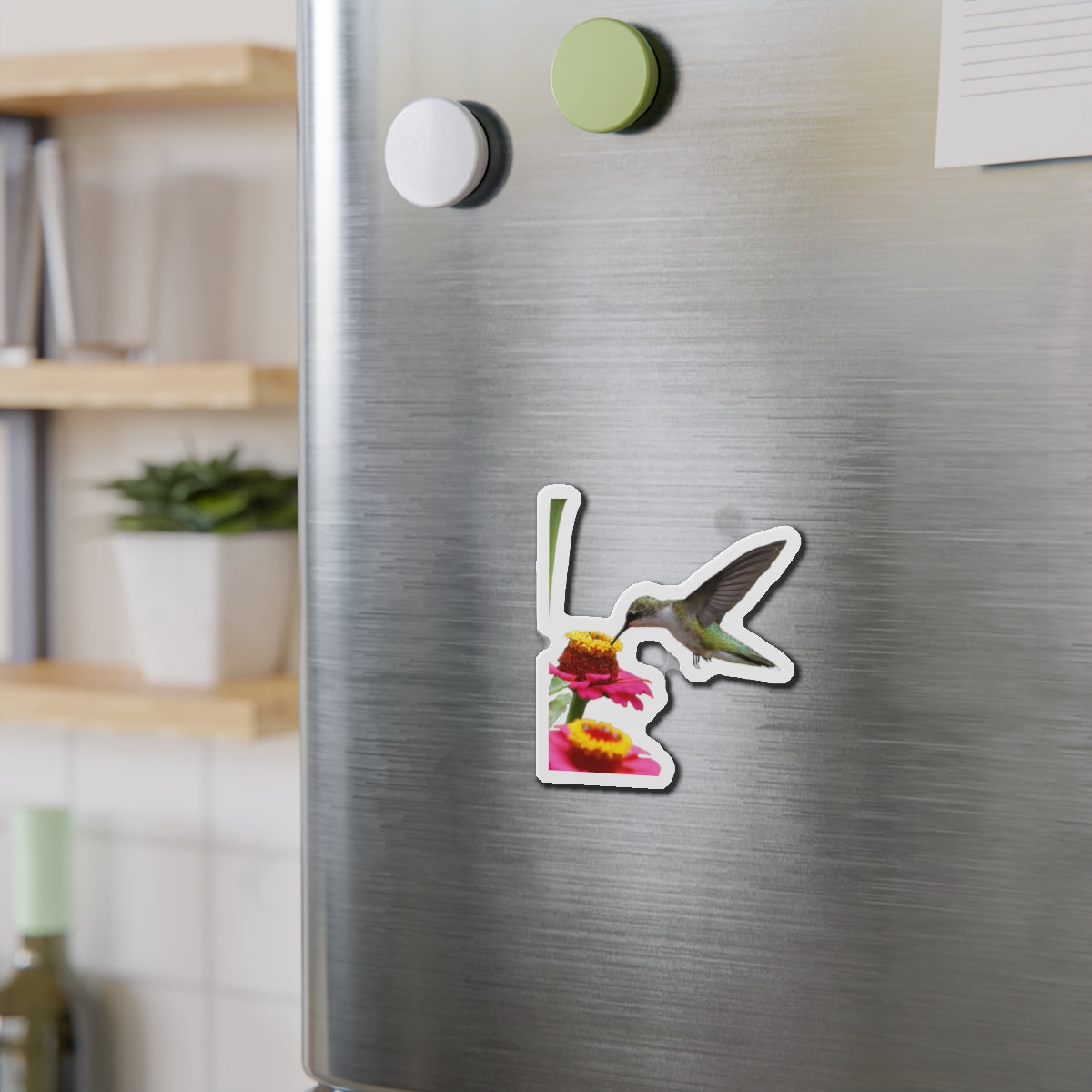 Hummingbird Zinnia Die-Cut Magnets