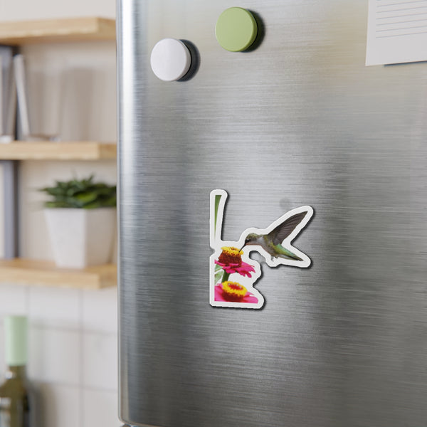 Hummingbird Zinnia Die-Cut Magnets