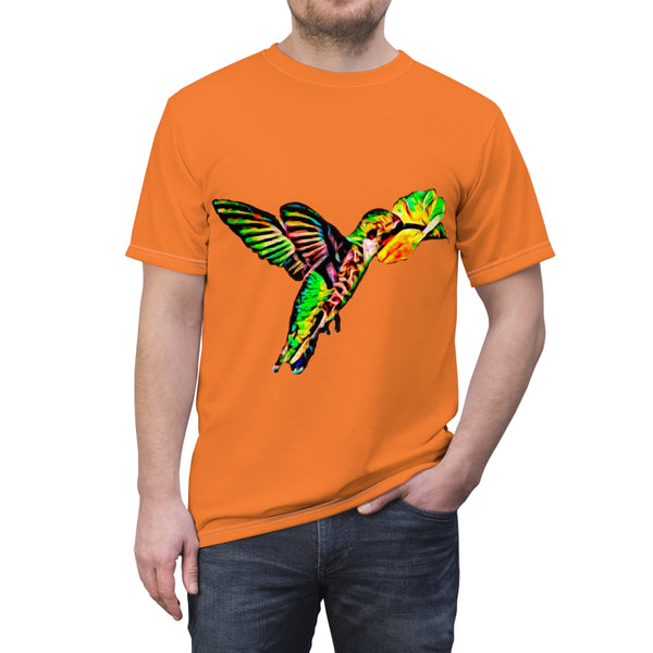 Unisex Cut & Sew Hummingbird Emerald Orange Tee (AOP 1)