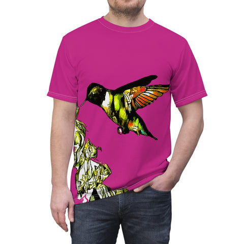 Unisex Cut & Sew Hummingbird Stick Neat Neat Pink Tee (AOP 1)