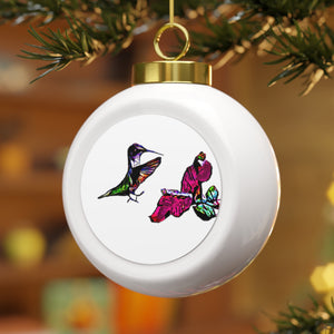 Hummingbird Bounce Neat Pink Ball Ornament