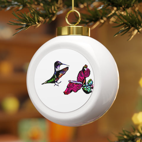 Hummingbird Bounce Neat Pink Ball Ornament