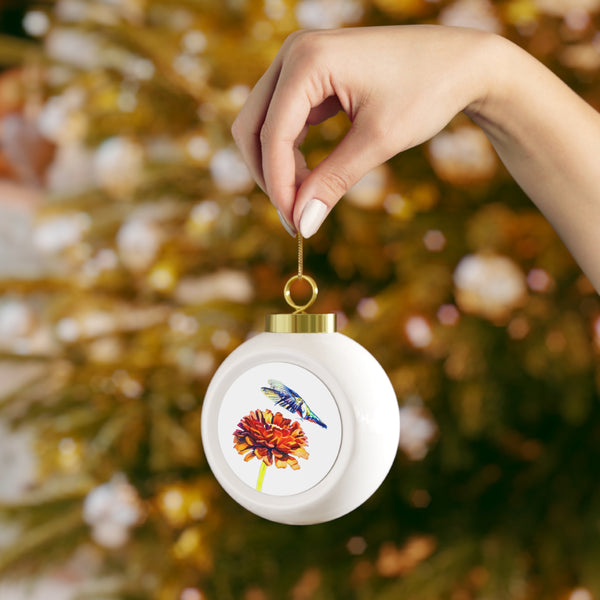 Hummingbird Wings Up Ball Ornament