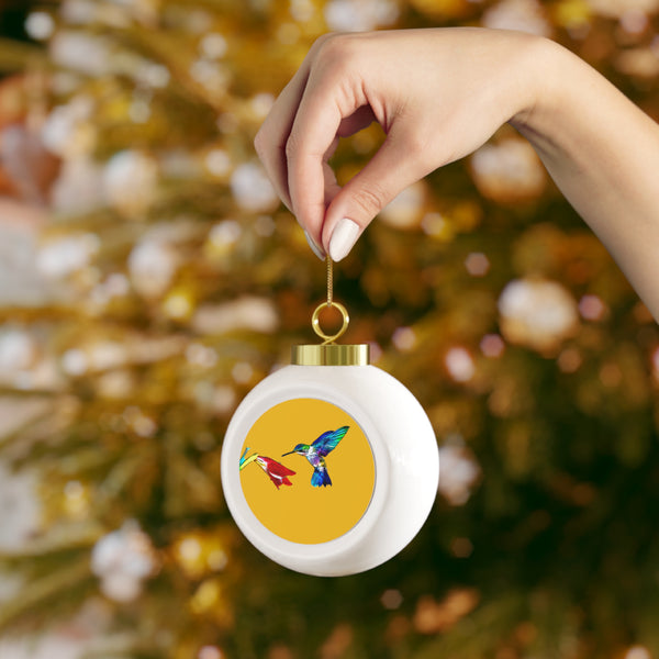 Hummingbird Sweet Yellow Ball Ornament