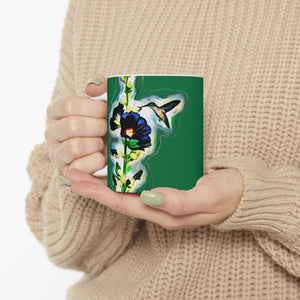 Hummingbird Standing Green Ceramic Mug 11oz