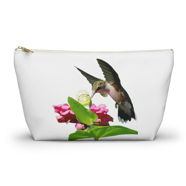 Hummingbird Wings Up White Accessory Pouch w T-bottom