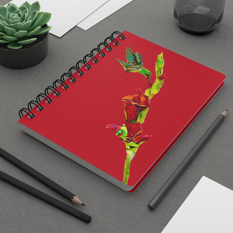 Hummingbird Gladiolus Standing Red Spiral Bound Journal