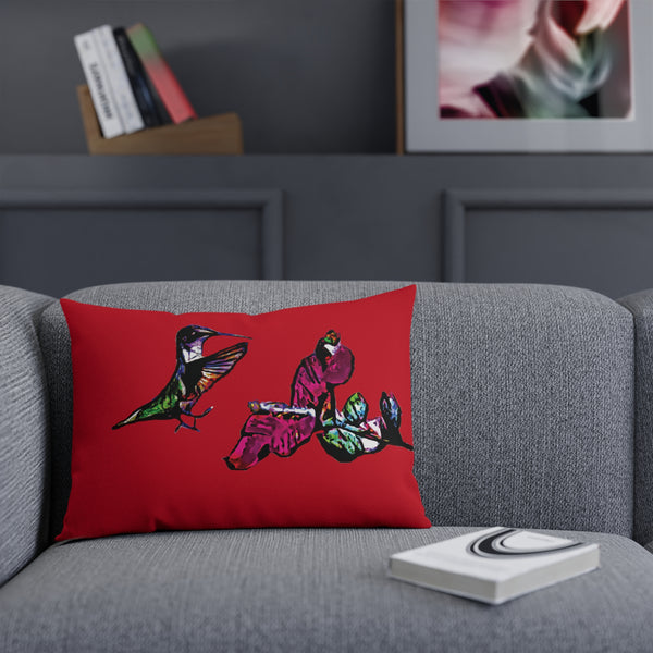 Hummingbird Bounce Red Cushion