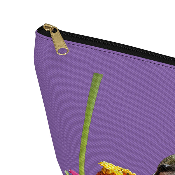 Hummingbird Zinnia Sip Day Purple Accessory Pouch w T-bottom