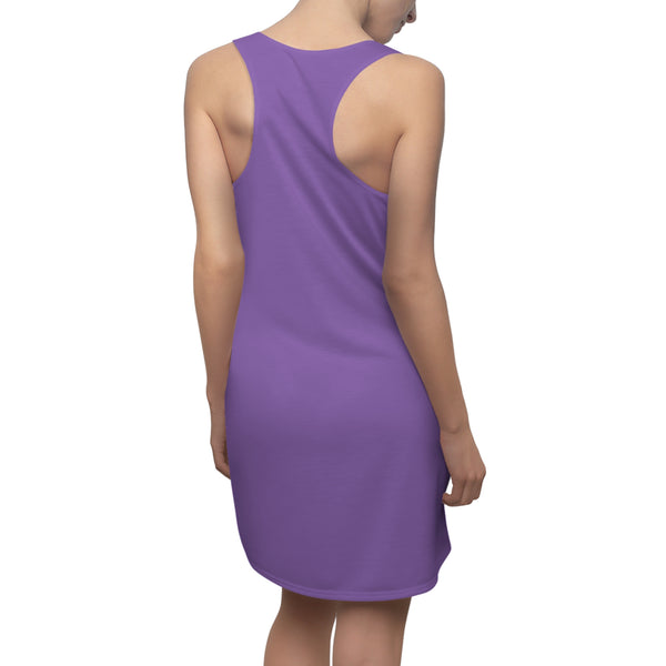 Hummingbird Lookout Day Purple Women's Cut & Sew Racerback Dress (AOP)