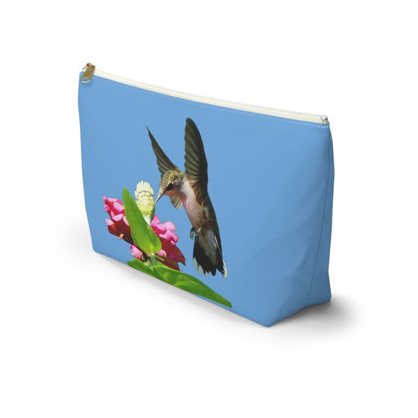 Hummingbird Wings Up Light Blue Accessory Pouch w T-bottom