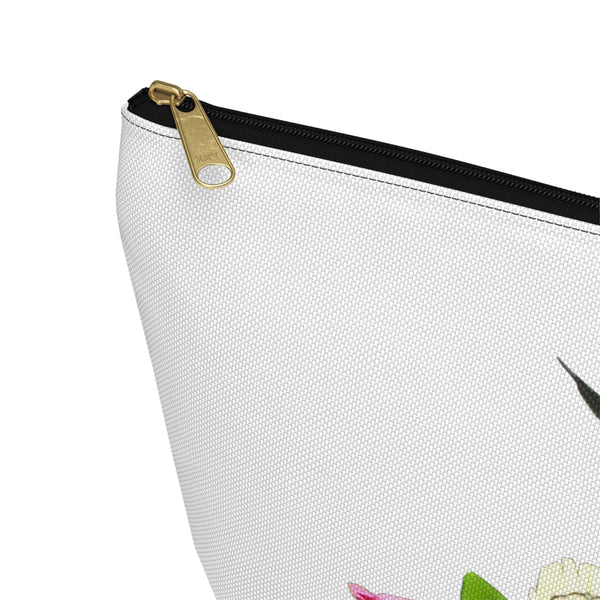 Hummingbird Wings Up White Accessory Pouch w T-bottom