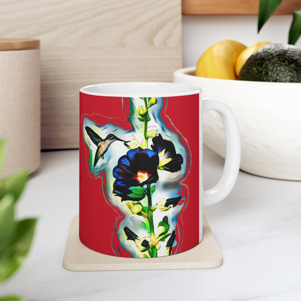 Hummingbird Standing Red Ceramic Mug 11oz