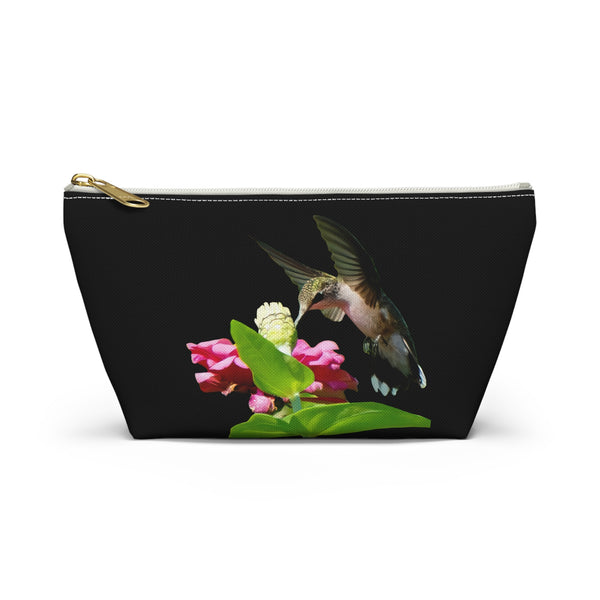 Hummingbird Wings Up Black Accessory Pouch w T-bottom