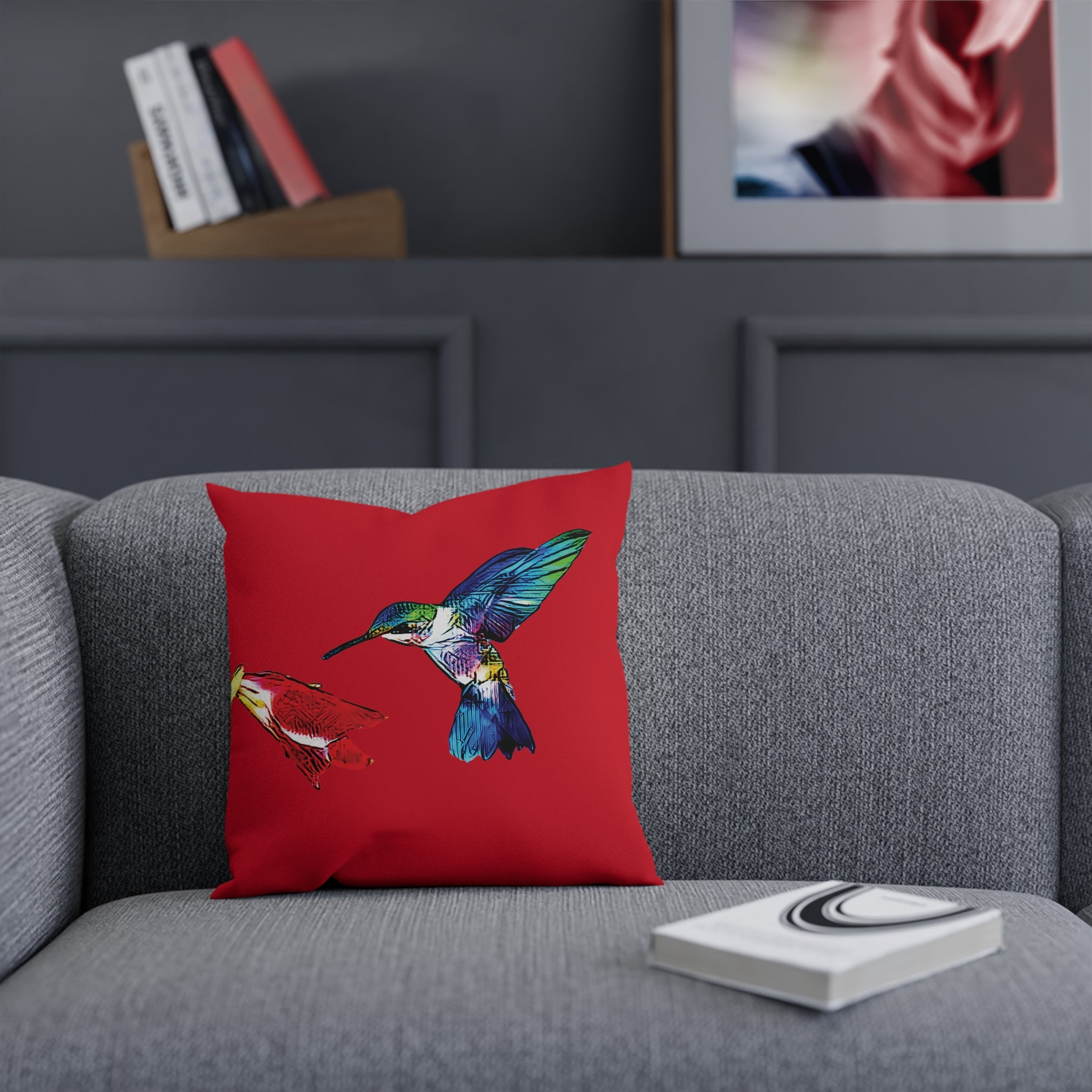 Hummingbird Sweet Red Cushion