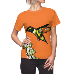 Women's Cut & Sew Hummingbird Stick Orange Tee (AOP 1)