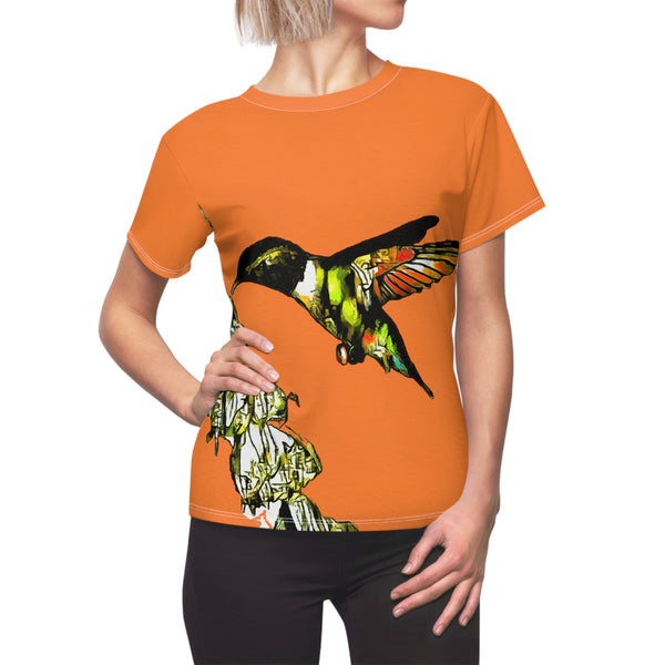 Women's Cut & Sew Hummingbird Stick Orange Tee (AOP 1)