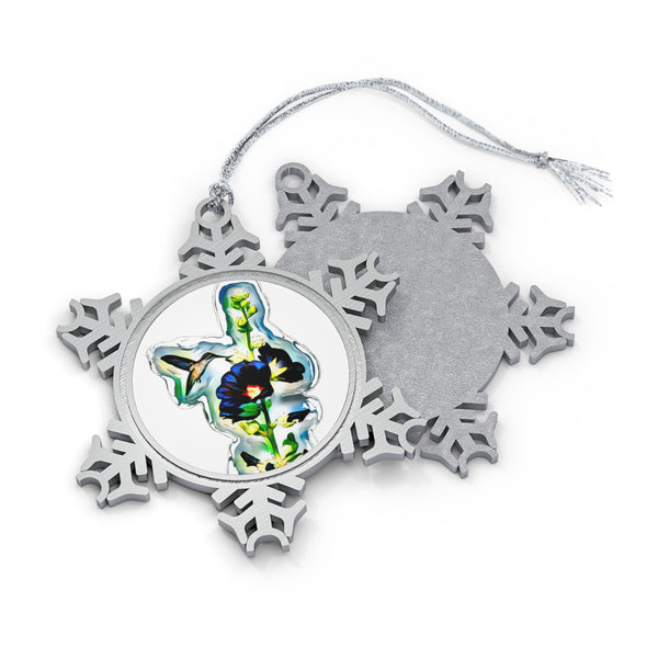 Hummingbird Standing Pewter Snowflake Ornament