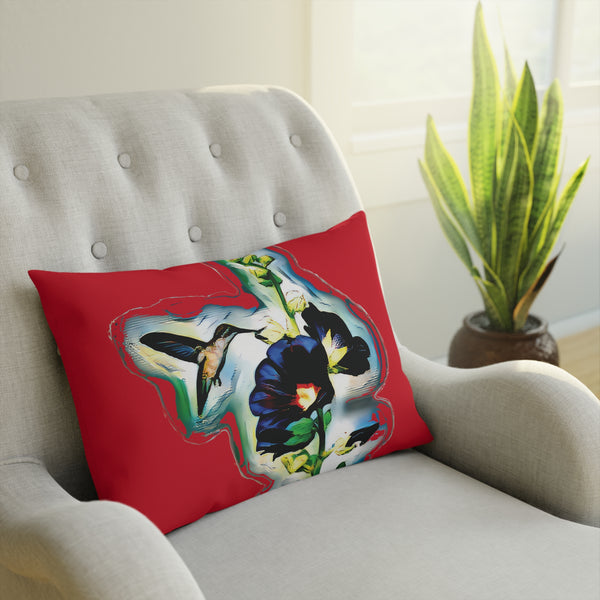 Hummingbird Standing Red Cushion